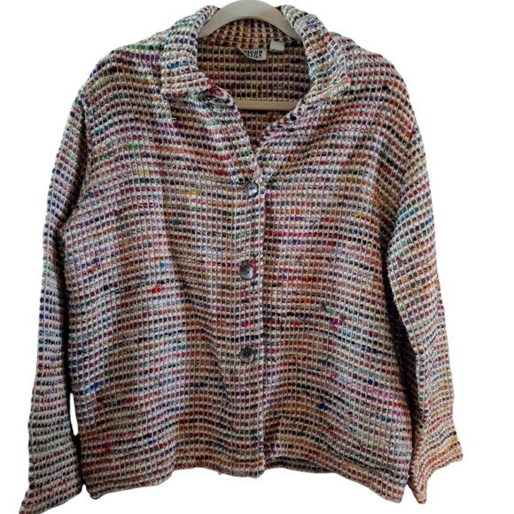 Chico's Jackets & Blazers - chicos design 2 Jacket Overcoat Business Casual Art Deco Silk Blend WomanDimens